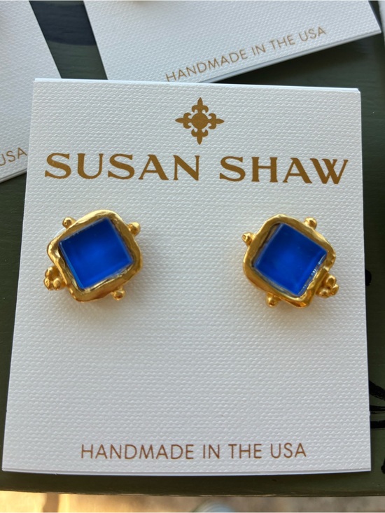 Susan Shaw Jewelry - Susan Shaw Charlotte Studs - Classic Blue